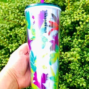 Starbucks Floral White Cold Cup Tumbler